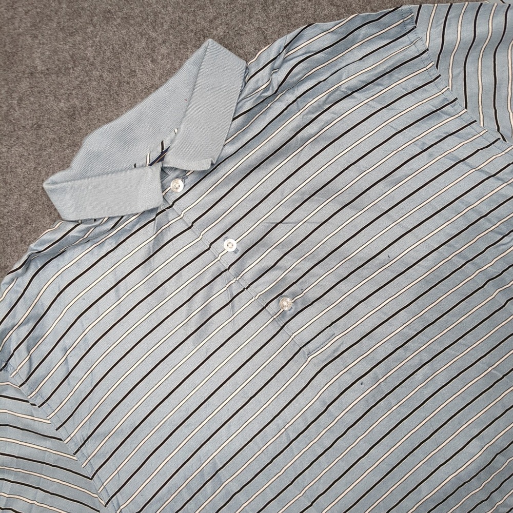 Bobby Jones Players Golf Polo Shirt Mens‎ Large Blue Stripe Short Sleeve Cotton